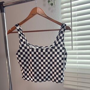 Checkered Black and White Women's Top